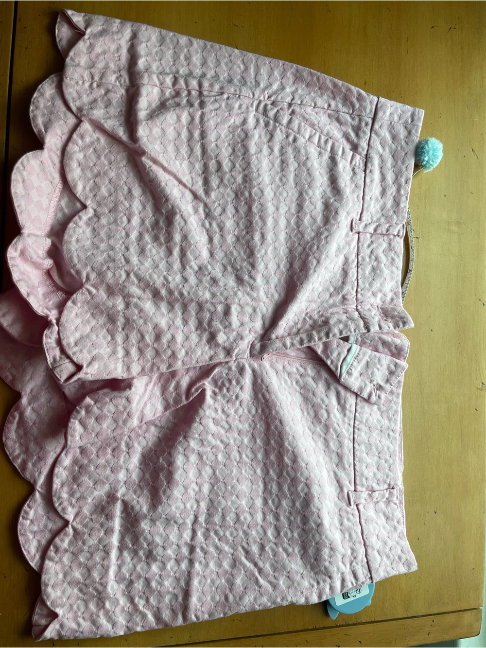 crown & ivy Light Pink Quilted Skort with Scallop Edge